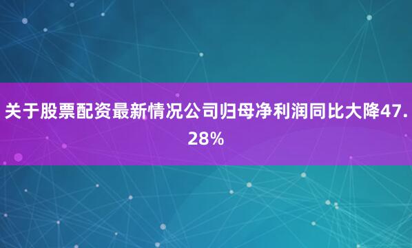 关于股票配资最新情况公司归母净利润同比大降47.28%