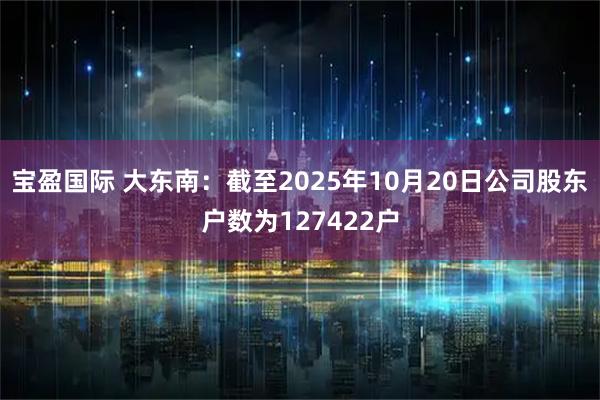 宝盈国际 大东南：截至2025年10月20日公司股东户数为127422户